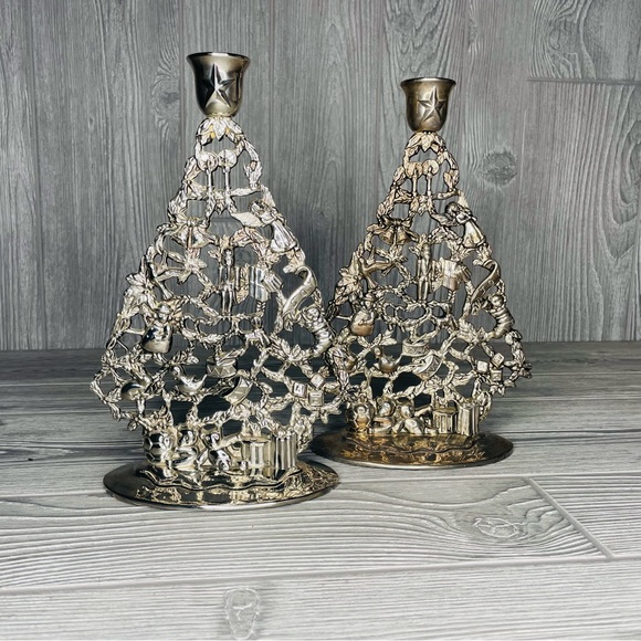 Vintage Christmas Tree Candle holders Christmas Home Decor Christmas Centerpiece - Picture 11 of 12